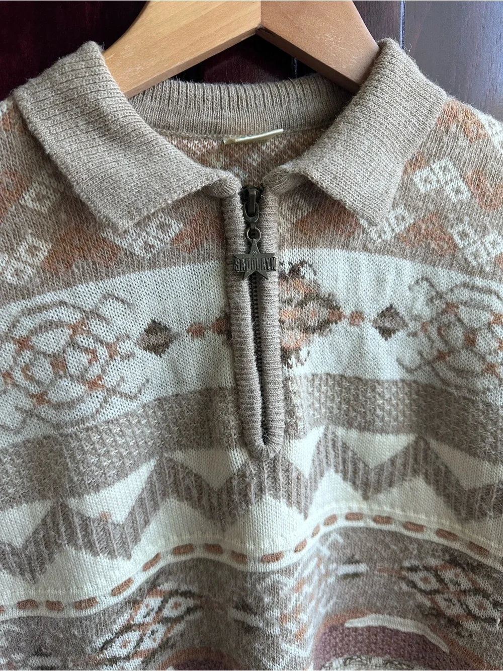 Men's Quarter Zip knit Geometric Aztec Patterned Fair Isle Sweater